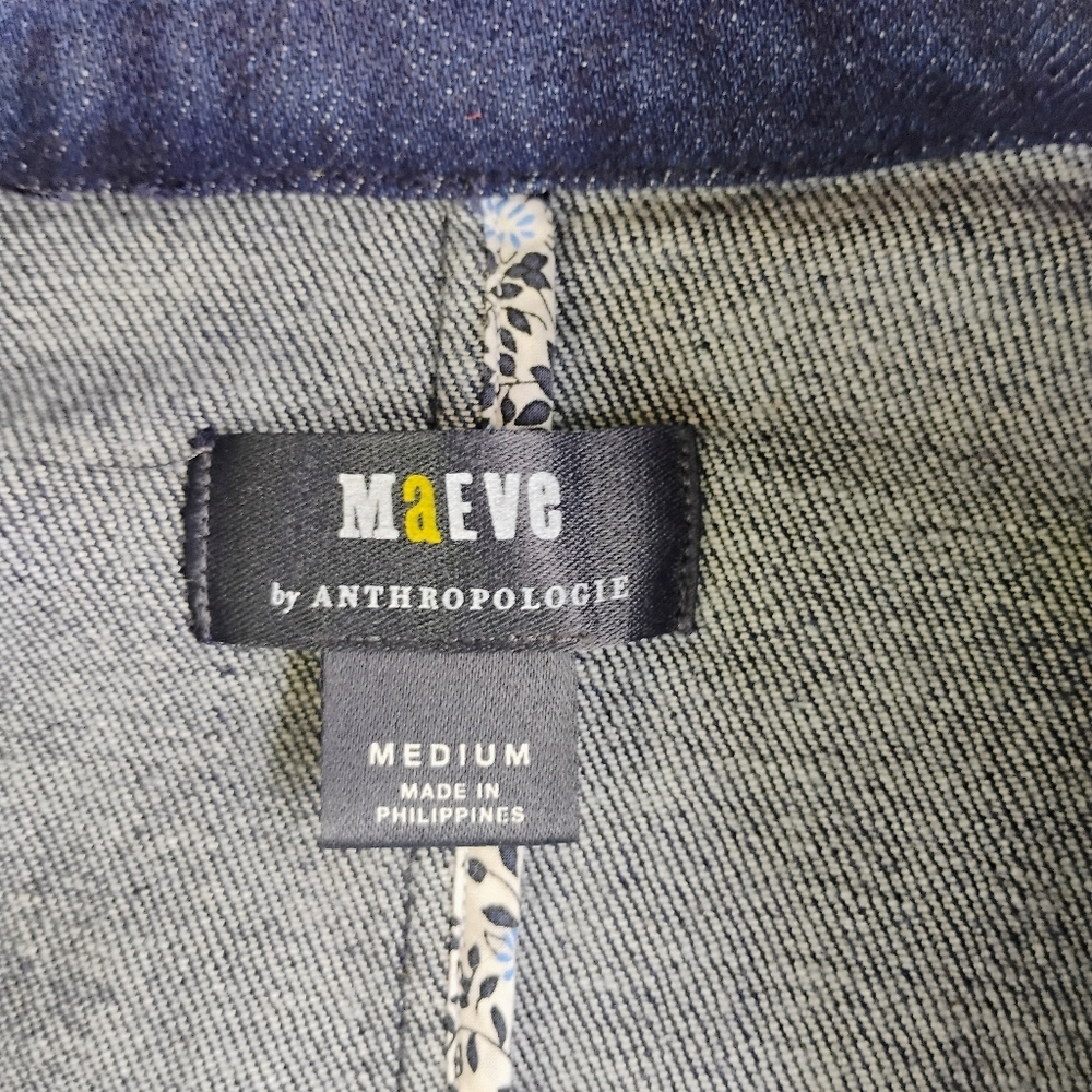 Maeve Anthropologie‎ Tailored Denim Blazer Womens Medium Office Business Casual - Picture 10 of 16